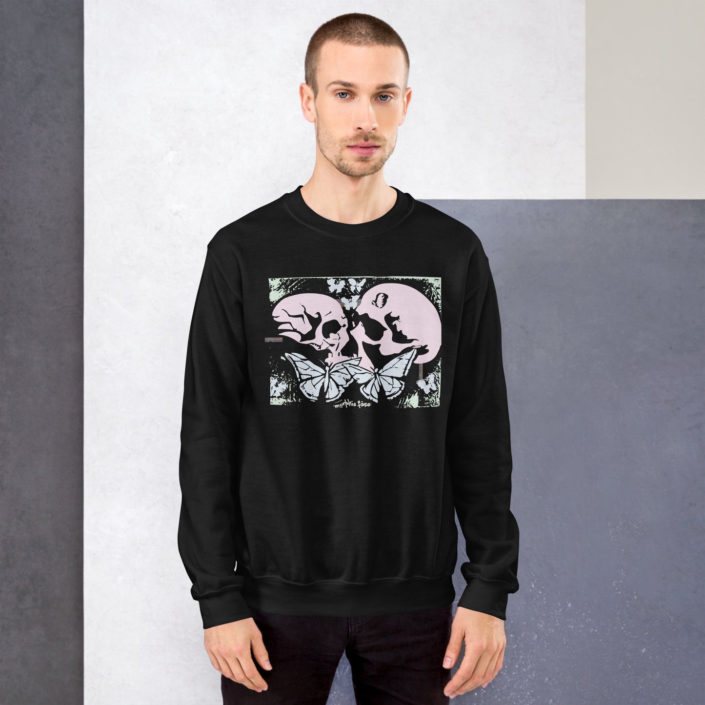 Morphic Faze | Skull and Butterfly Unisex Crewneck Sweatshirt for Men and Women