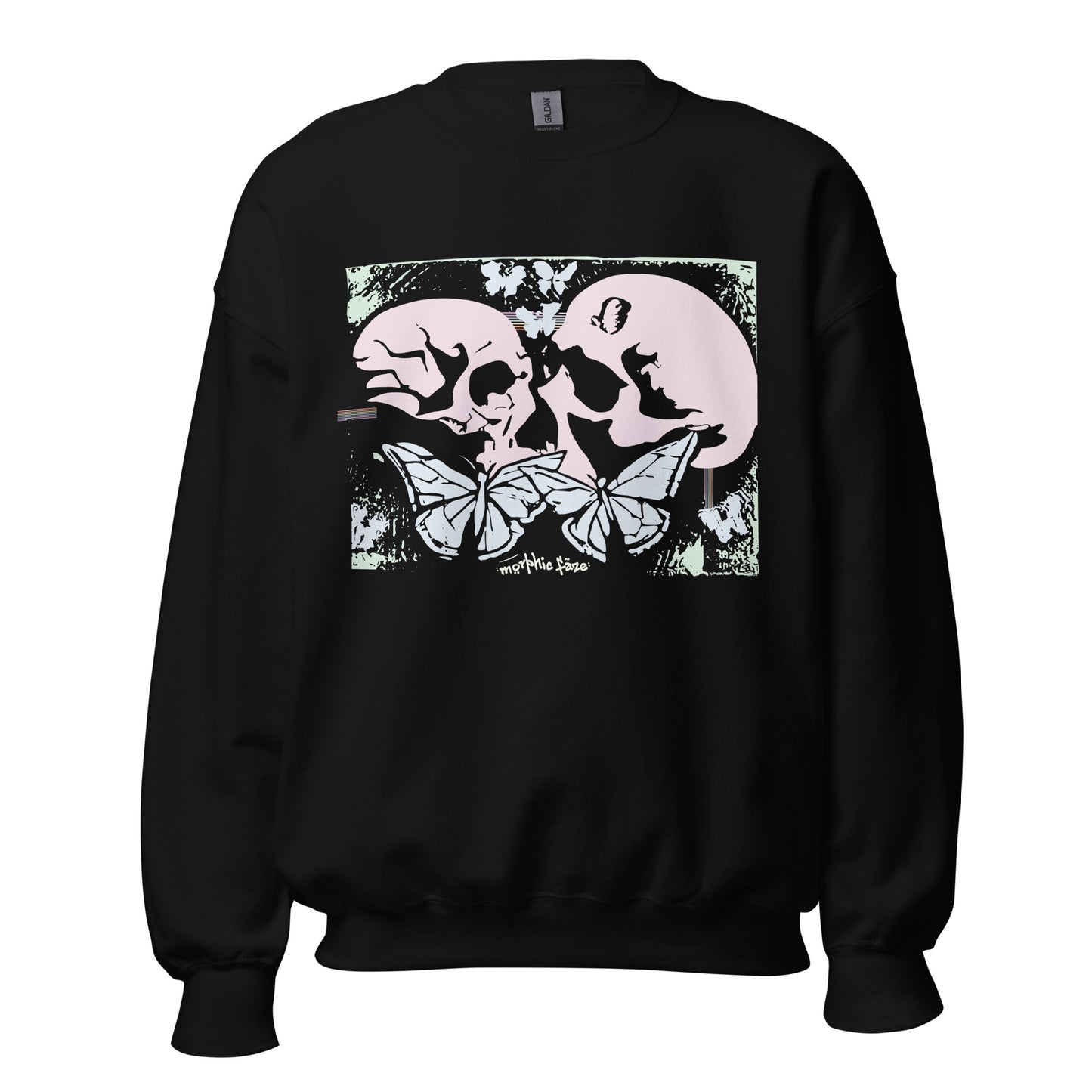 Morphic Faze | Skull and Butterfly Unisex Crewneck Sweatshirt for Men and Women