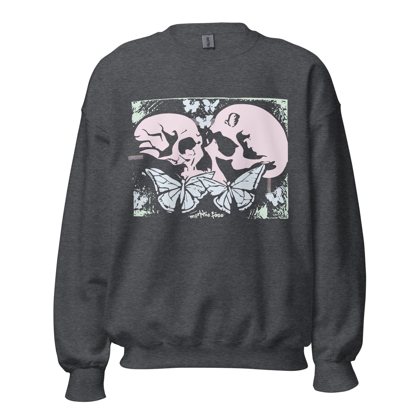 Morphic Faze | Skull and Butterfly Unisex Crewneck Sweatshirt for Men and Women
