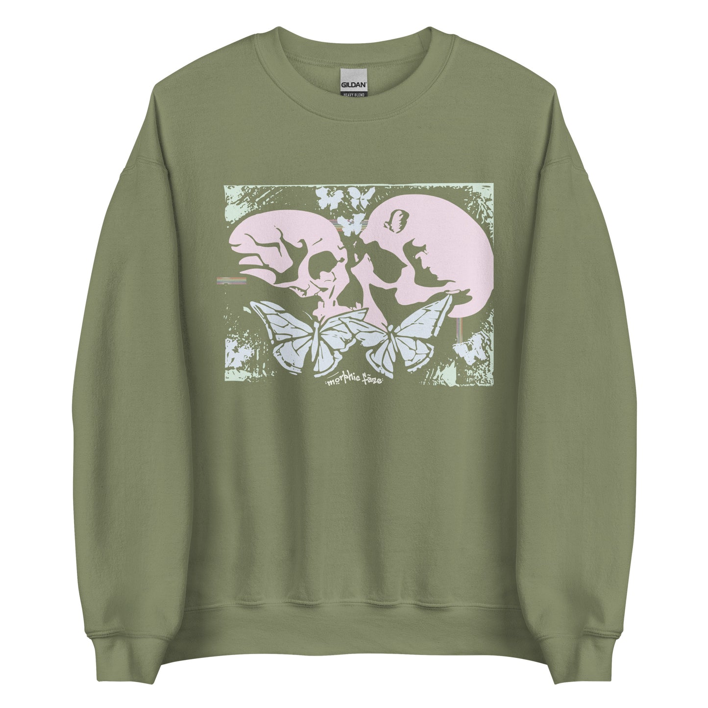 Morphic Faze | Skull and Butterfly Unisex Crewneck Sweatshirt for Men and Women