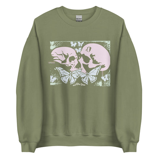 Morphic Faze | Skull and Butterfly Unisex Crewneck Sweatshirt for Men and Women