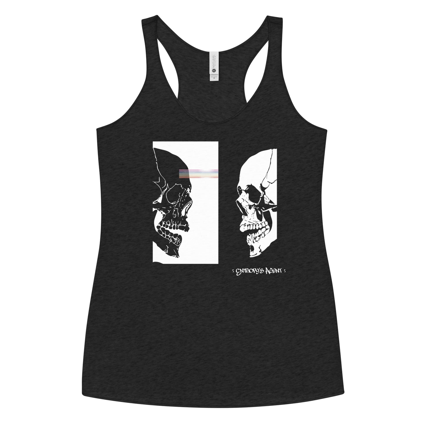 Skull Wave Transference : Entropy's Agent in White Ink | Women's Racerback Tank
